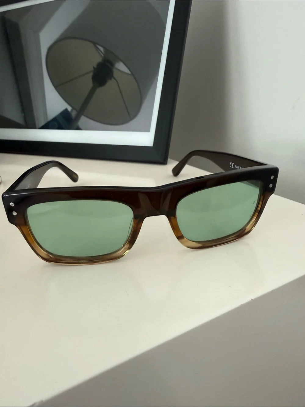 J. Crew Brown Gradient Acetate Sunglasses with Green Lenses